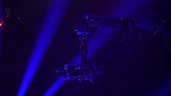 TV show, crane. Video camera on the tap when shooting a television show. Live event alt