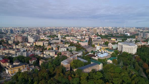 Aerial View Beautiful Kyiv Cityscape on Sunny Day alt