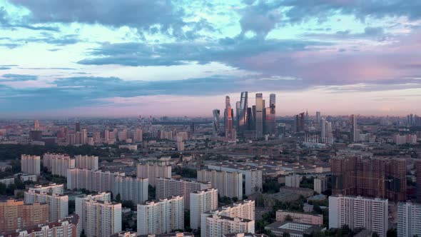 Aerial Drone Panoramic Pan Shot of Moscow Center