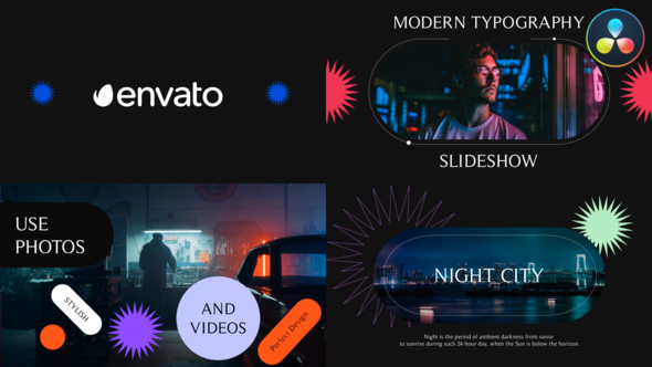 Modern Typography Intro Slideshow for DaVinci Resolve