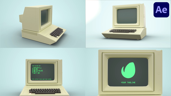 Old Computer Logo Reveal for After Effects