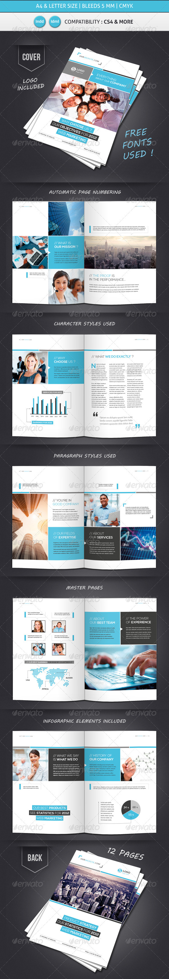 Business Brochure Template A4 & Letter 12 Pages - Corporate Brochures