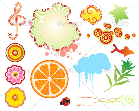 Summer Design Elements - Decorative Symbols Decorative