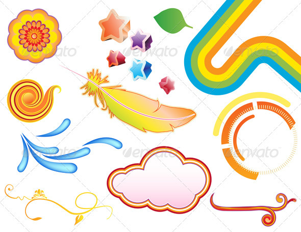 Summer Design Elements - Decorative Symbols Decorative