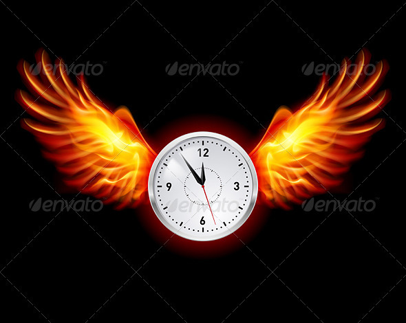 Clock with Fire Wings - Food Objects