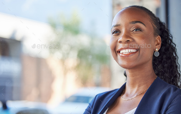 Professional, confident face and happy black woman, bank consultant or agent smile for administrati