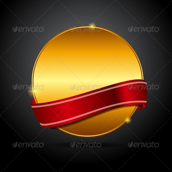 Vector Label with Red Ribbon. - Retail Commercial / Shopping