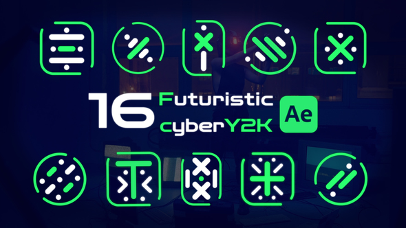 Futuristic animated cyberY2K Designs Elements template preview