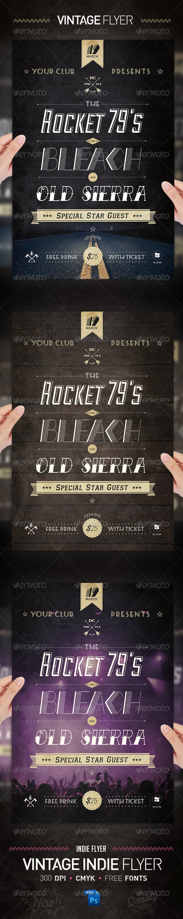 Vintage Indie Typography Poster Flyer Template - Clubs & Parties Events
