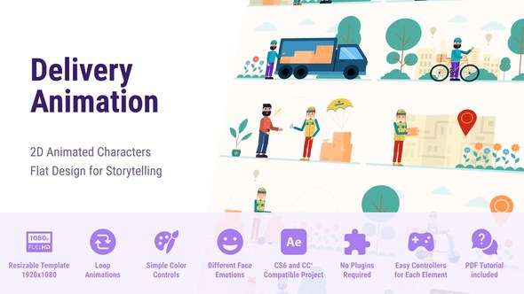 Delivery Service - Shipping and Shopping Animated Flat Characters CS6