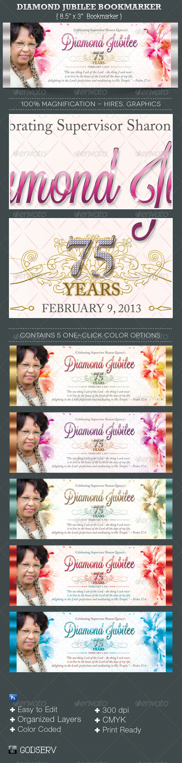 Diamond Jubilee Bookmarker Template - Miscellaneous Print Templates