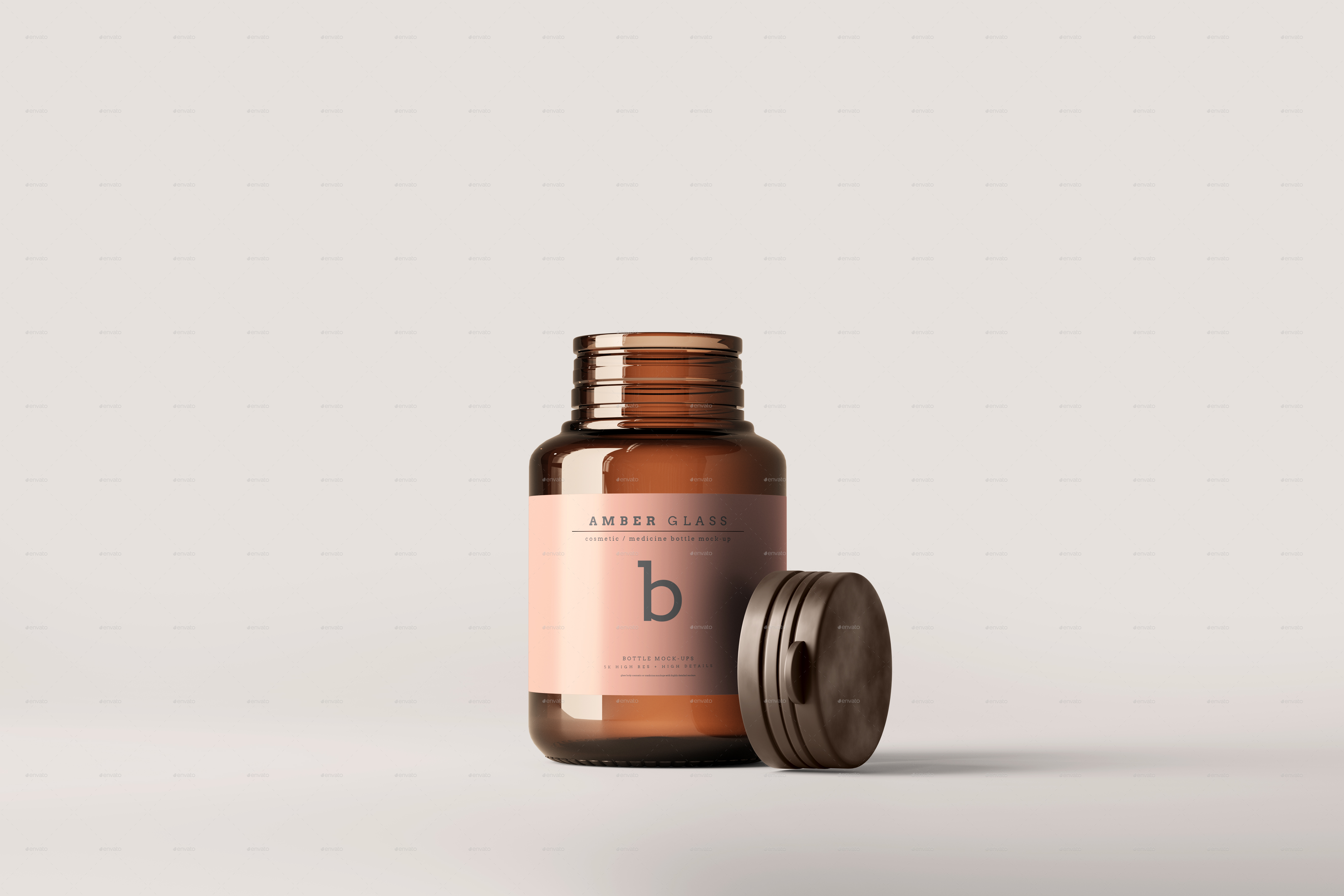 Amber Glass Bottle With Pills Mockup - Free Download Images High