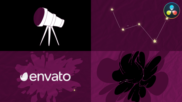 Telescope and Constellation Logo Opener for DaVinci Resolve