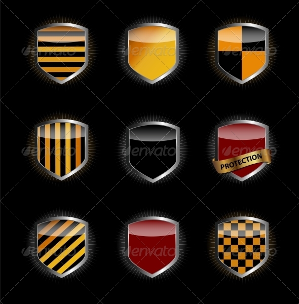 Protect Shield Set Vector Illustration - Web Elements Vectors
