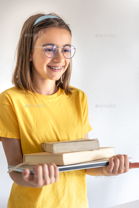 Hipster Girl in Glasses and Braces Stock Photo - Image of