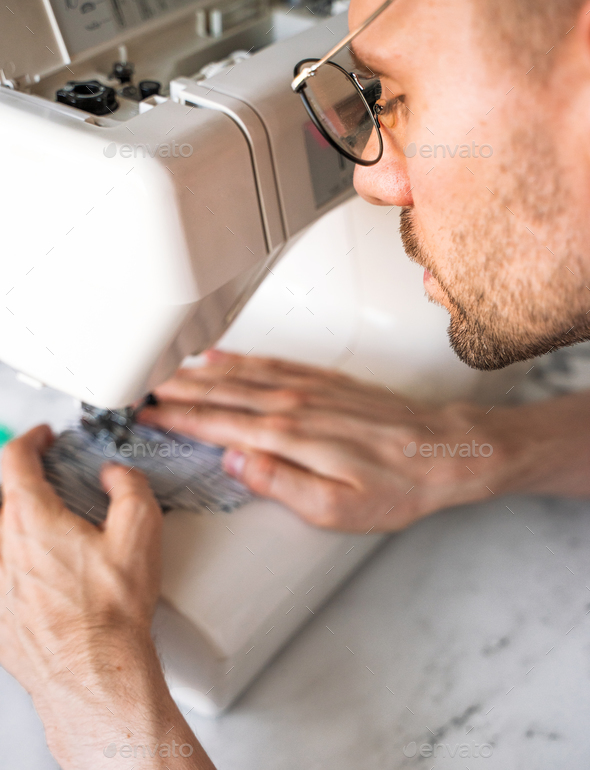 Tape Measure Sewing Machine Sewing Workshop Stock Photo by