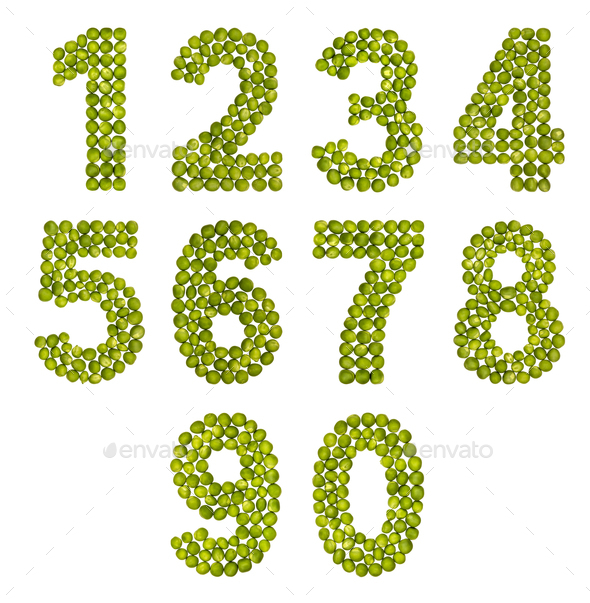Set of arabic numbers, isolated on white background