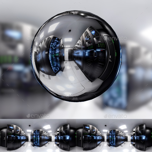 High resolution 360 panorama of a server data room center