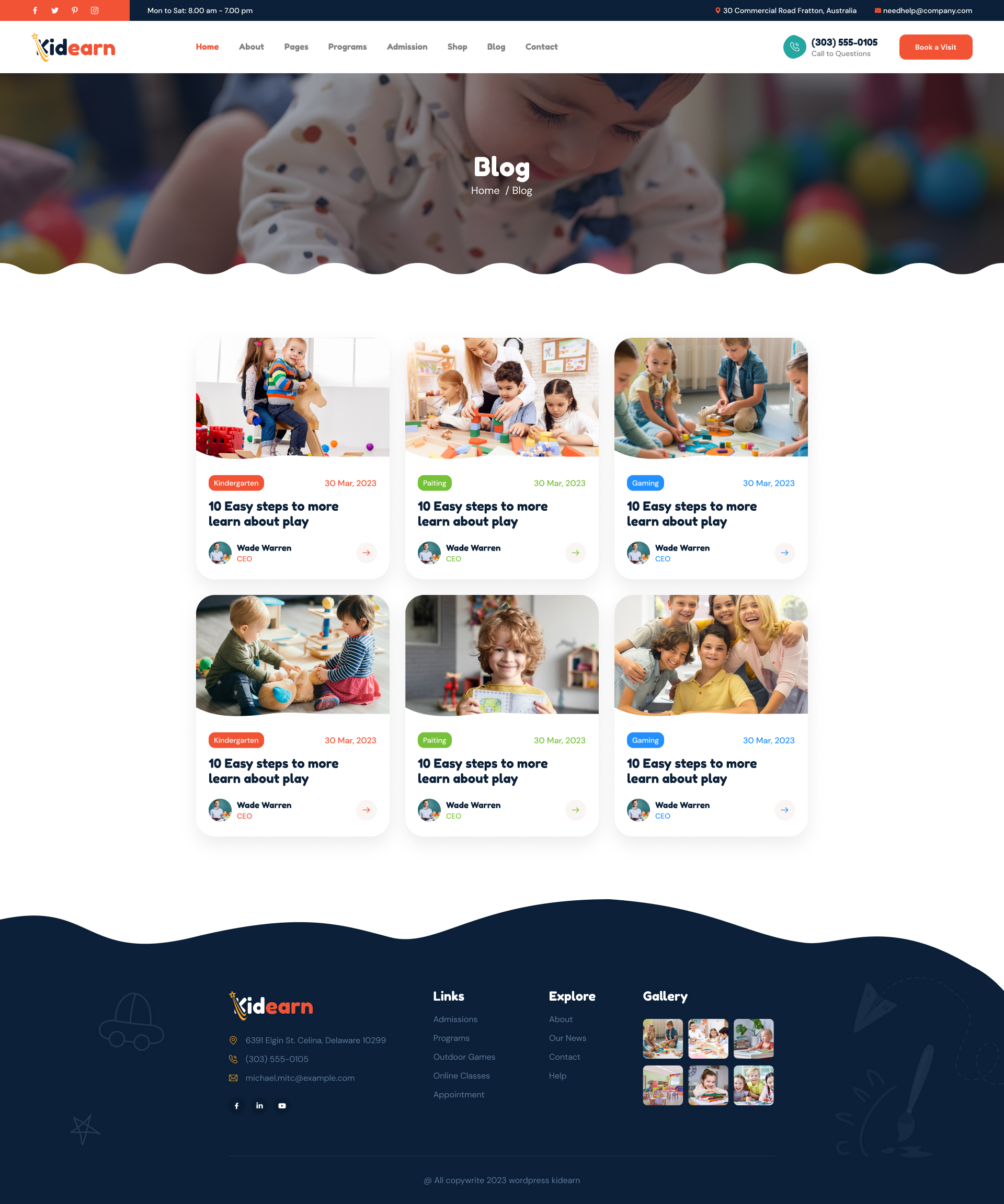 Kidearn - Kindergarten & Baby Care Figma Template by Pixydrops ...