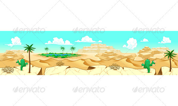 Desert with Oasis. - Landscapes Nature
