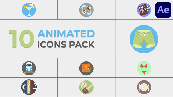 Vacation & Traveler Animated Icons for After Effects