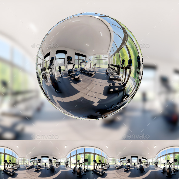360 Degree Full Panorama of Fitness Gym Interior