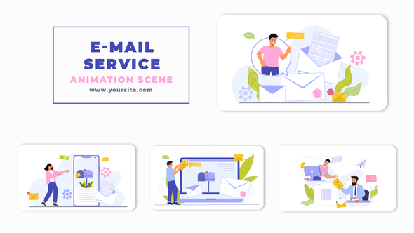 Computer E Mail Service Animation Scene After After Effects Template