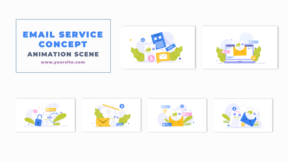 E Mail Service Infographics Animation Scene