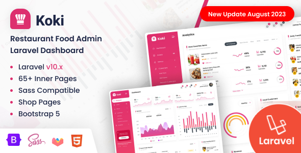 Koki - Restaurant Food Admin Dashboard Laravel Bootstrap Template