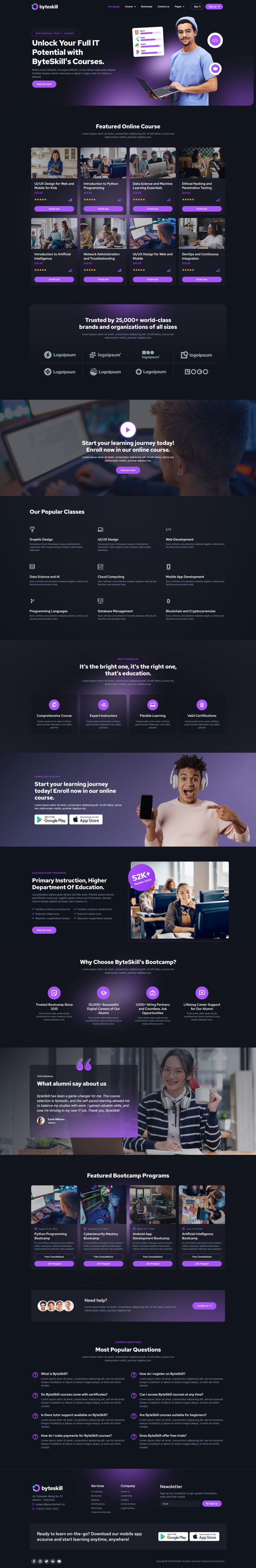 ByteSkill - IT Online Course & Education Elementor Pro Template Kit by ...