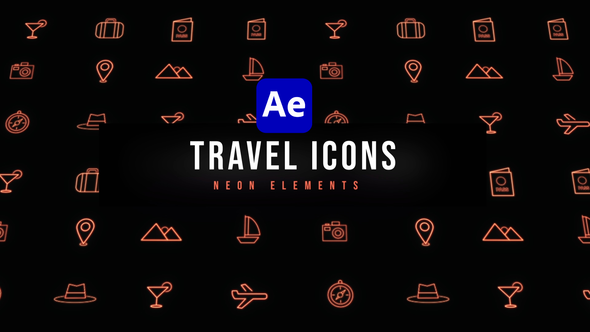 Travel Neon Icons