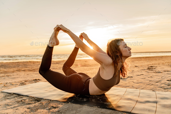 Fitness Workout Yoga Exercise Woman Beautiful Stock Photo