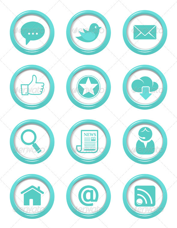Communication Buttons Blue Set - Web Elements Vectors