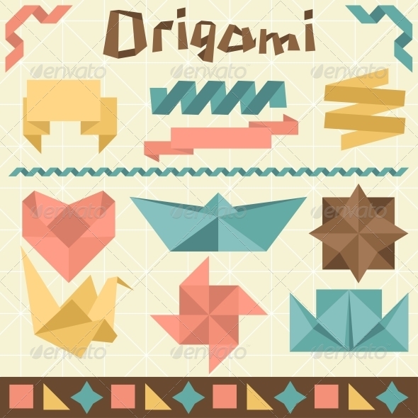 Retro Origami Set with Design Elements. - Miscellaneous Conceptual