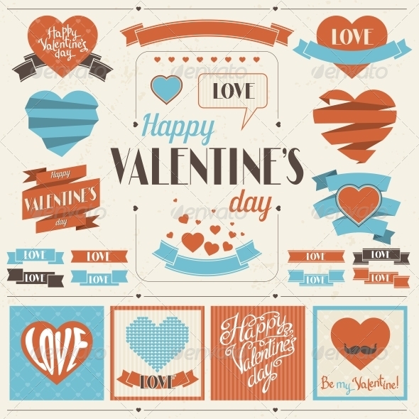 Valentine's Day Ribbons Collection. - Decorative Symbols Decorative