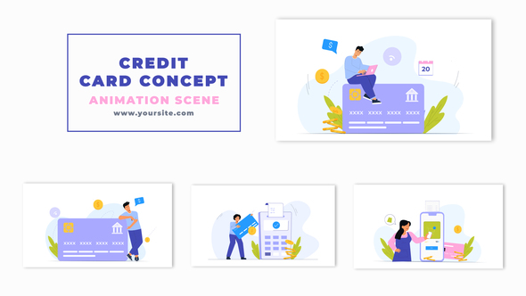 Credit Card Payment Vector Animation Scene