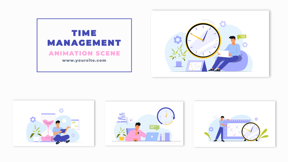 Work Time Management Character Animation Scene