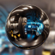 360 Degree Full Panorama of Cyberpunk Spaceship Interior