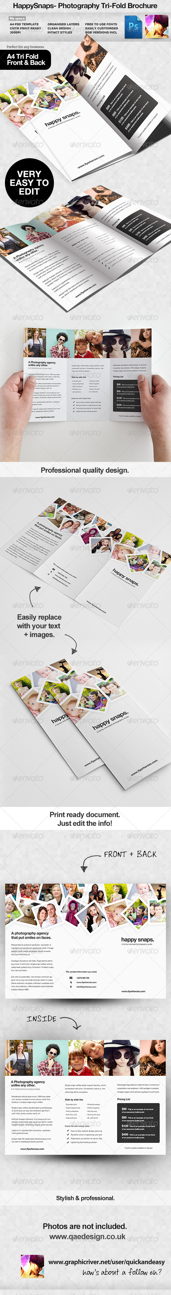 HappySnaps Photography / Photographer Tri Fold - Corporate Brochures