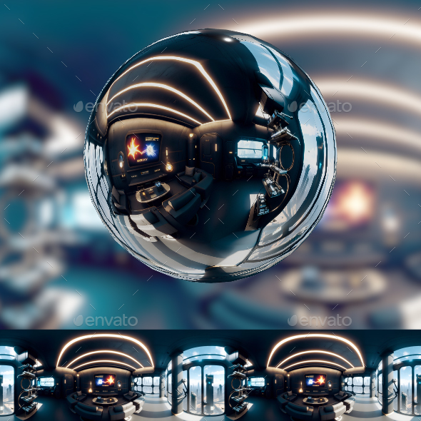 360 Degree Full Panorama of Cyberpunk Interior