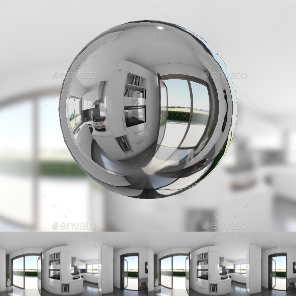 Interior Archviz 3d Light Modern Kitchen 360 Panorama