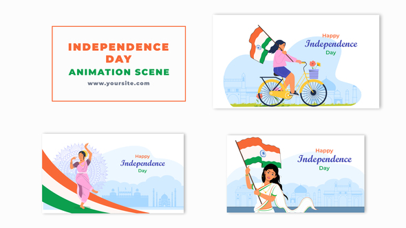 15th August Indian Independence Day Character Animation Scene