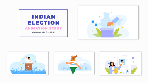 Indian Election And Voting Concept Vector Character Animation Scene