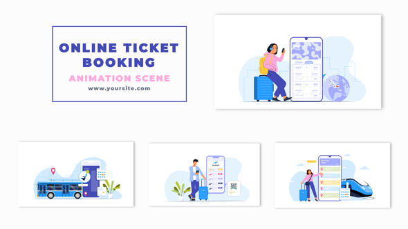 Online Ticket Booking For Travel Character Animation Scene