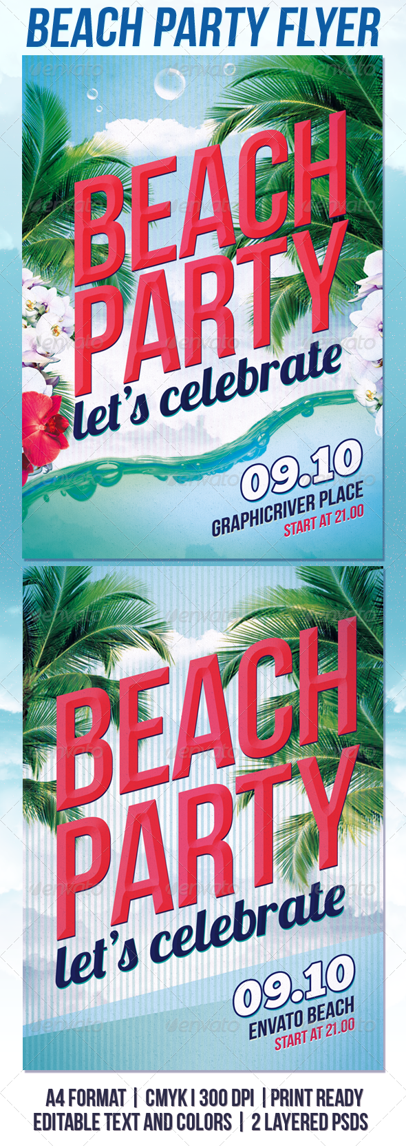 Summer Beach Party Flyer Template - Events Flyers