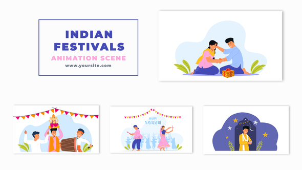 Indian Traditional Festivals Celebration Character Animation Scene