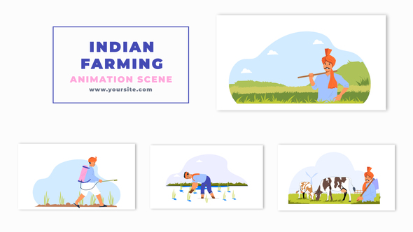 Indian Farming Culture Character Animation Scene