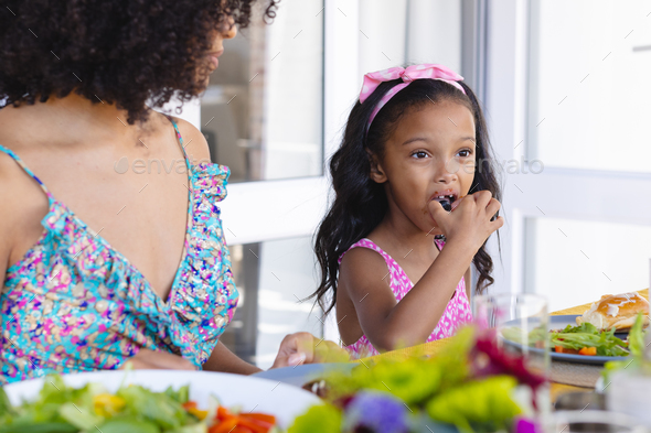 Baby Kid Girl Eating Food with Mother Help Stock Photo - Image of