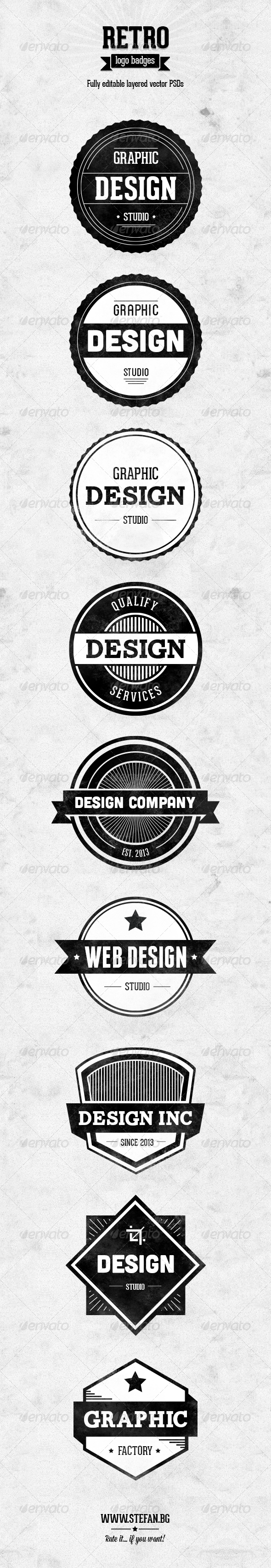 Retro Logo Badges - Badges & Stickers Web Elements