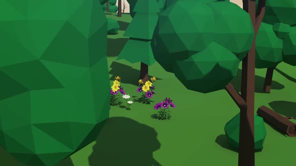 Bee On Flower 3D Low Poly Animation alt